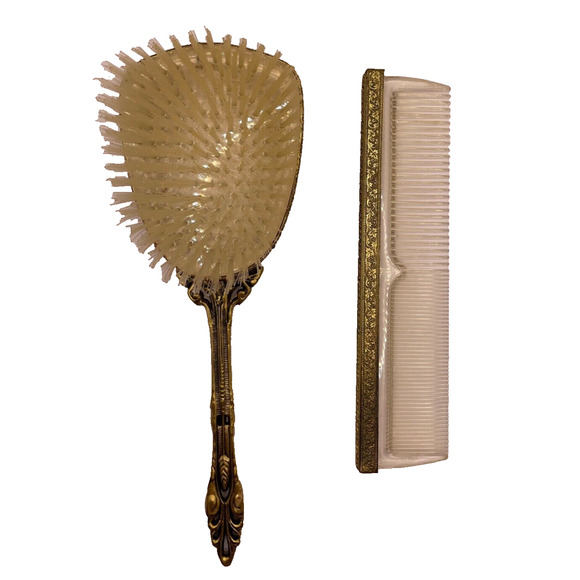 Made in USA Vintage Gemlite Art Deco Brush & Comb Set - Picture 6 of 16